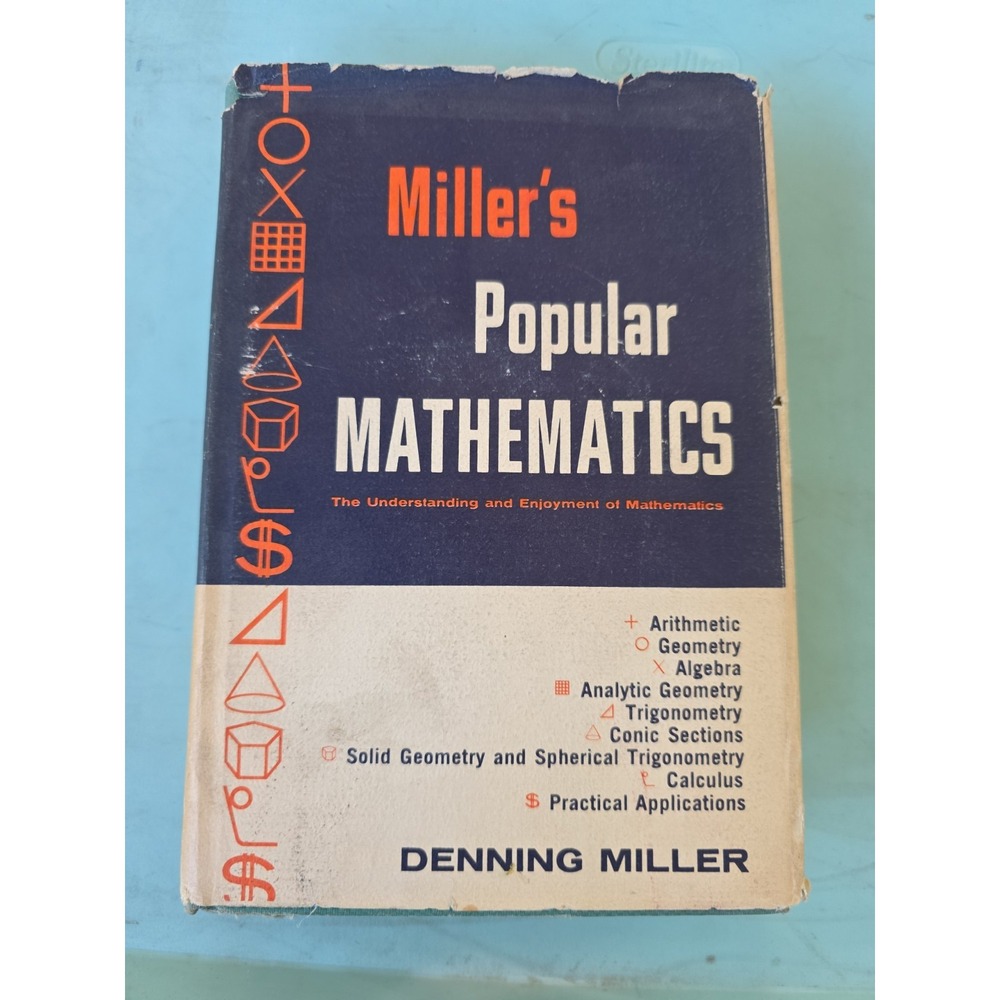 Miller's Popular Mathematics Denning Miller Hardcover Vintage 1942 Book HCDJ